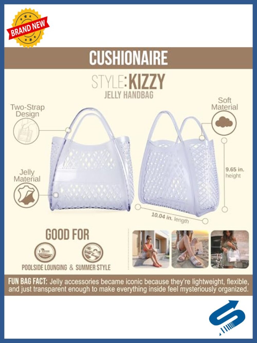 Clear Jelly Tote Bag for Women Waterproof Beach Purse Lightweight PVC Open Top - Picture 3 of 6